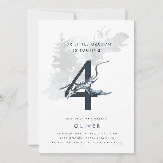 Onze kleine drakenboys 4e verjaardag uitnodiging (Voorkant)