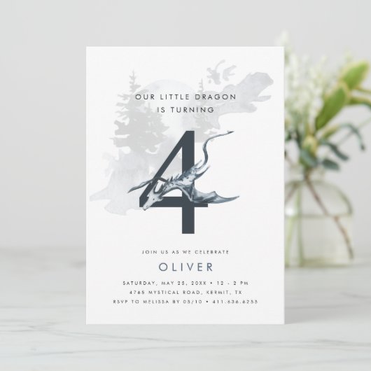 Onze kleine drakenboys 4e verjaardag uitnodiging (Staand voorkant)