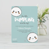Onze kleine Dumpling Blue Boy Baby shower Kaart (Staand voorkant)