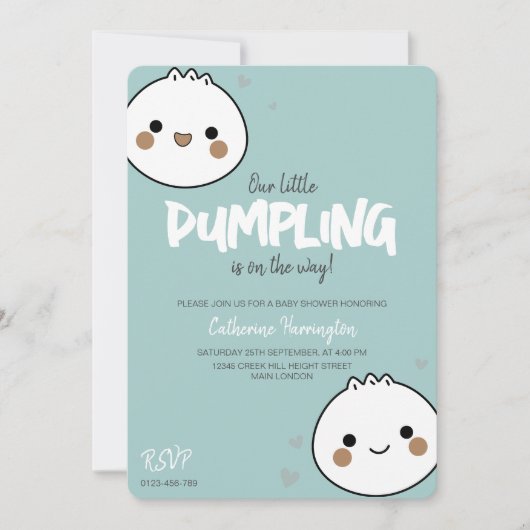 Onze kleine Dumpling Blue Boy Baby shower Kaart (Voorkant)