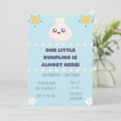 Onze kleine dumpling is bijna hier Baby shower Uit Kaart (Staand voorkant)