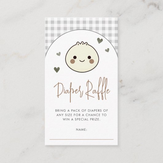 Onze kleine Dumpling Luier Raffle Baby shower Informatiekaartje (Voorkant)