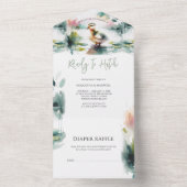 Onze kleine eendje Waterverf Baby shower All In One Uitnodiging (Binnen)