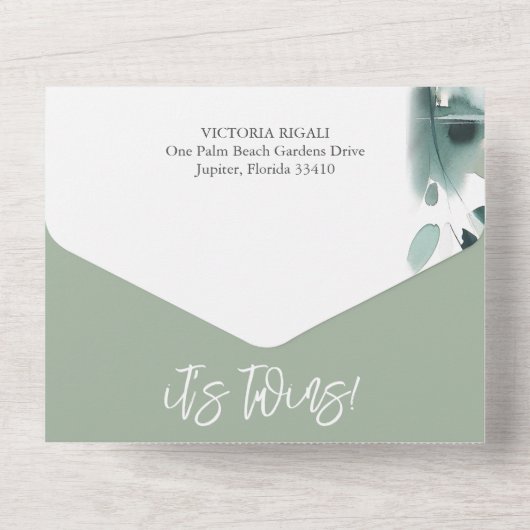 Onze kleine eendje Waterverf Baby shower All In One Uitnodiging (Achterkant)