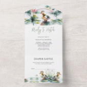 Onze kleine eendje Waterverf Baby shower All In One Uitnodiging (Binnen)