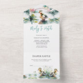 Onze kleine eendje Waterverf Baby shower All In One Uitnodiging (Binnen)