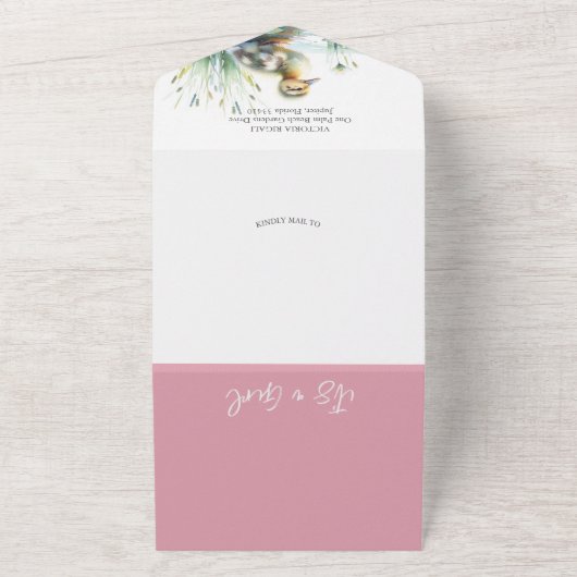 Onze kleine eendje Waterverf Baby shower All In One Uitnodiging (Buitenkant)