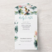 Onze kleine eendje Waterverf Baby shower All In One Uitnodiging (Binnen)