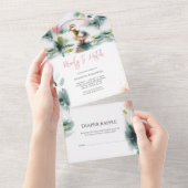 Onze kleine eendje Waterverf Baby shower All In One Uitnodiging (Afscheurbaar)