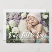 Onze kleine eenhandse geboorteaankondiging aankondiging (Voorkant)