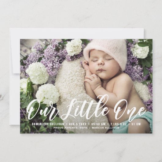 Onze kleine eenhandse geboorteaankondiging aankondiging (Voorkant)