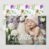 Onze kleine eenhandse geboorteaankondiging aankondiging (Voorkant / Achterkant)