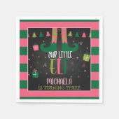 Onze kleine Elf Birthday Party Napkins - Girl Blk Servet (Voorkant)