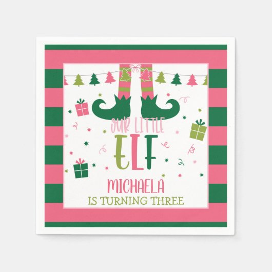 Onze kleine Elf Birthday Party Napkins - Girl WH Servet (Voorkant)