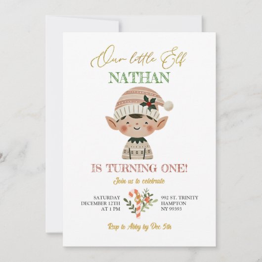 Onze kleine elf eerste verjaardag jongen kaart (Voorkant)