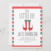 Onze kleine Elf-Elf Feet First Birthday Party Kaart (Voorkant)