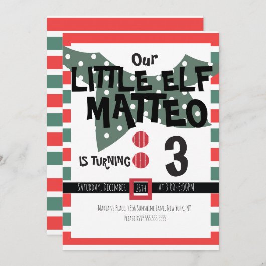 Onze kleine Elf-Elf-kostuum elke dag van de Leefti Kaart (Voorkant / Achterkant)