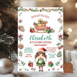 Onze kleine elf kerst slee verjaardag meisje kaart<br><div class="desc">Dwerg Verjaardag Uitnodiging,  Snowflakes Elf Gender Reveal Party,  Kerstversieringen Kids Verjaardag,  Witte Kerst Sleigh Elf Elke Leeftijd Kids Verjaardagsfeest,  Winter Cookie Elves Vakantie Verjaardag.</div>