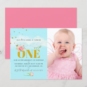 Onze Kleine Engel 1e Verjaardag Feestje voor Baby Kaart