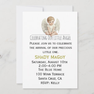 Onze Kleine Engel Vieren Baby Shower Uitnodiging