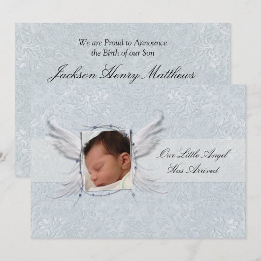 Onze kleine engel Wings Birth koninklijk Kaart (Voorkant / Achterkant)