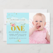 Onze kleine engelse 1-jarige babymeisjesfeest kaart (Voorkant)