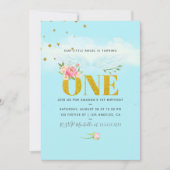 Onze kleine engelse 1-jarige babymeisjesfeest kaart (Voorkant)