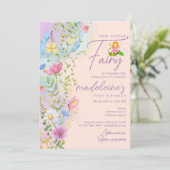 Onze Kleine Fairy Wildflowers Meisje 1e Verjaardag Kaart (Staand voorkant)