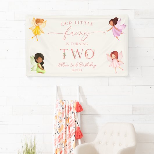 Onze kleine fee betoverd 2e verjaardagsfeest spandoek (Insitu)