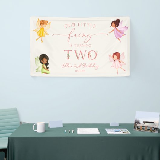 Onze kleine fee betoverd 2e verjaardagsfeest spandoek (Beurs)