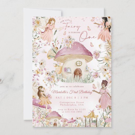 Onze kleine fee bloementuin eerste verjaardag i kaart (Voorkant)