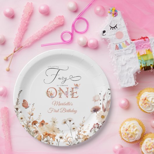 Onze kleine fee bloementuin eerste verjaardag papieren bordje (Feest)