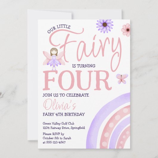 Onze kleine fee magische regenboog roze verjaardag kaart (Voorkant)