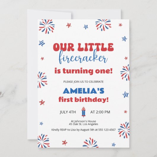 Onze kleine Firecracker 1e verjaardag Kaart (Voorkant)