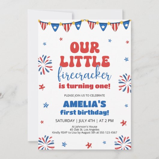 Onze kleine Firecracker 1e verjaardag Kaart (Voorkant)