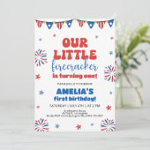 Onze kleine Firecracker 1e verjaardag Kaart (Staand voorkant)