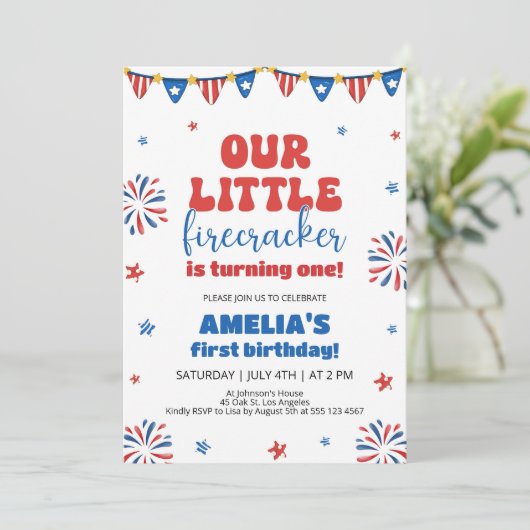 Onze kleine Firecracker 1e verjaardag Kaart (Staand voorkant)