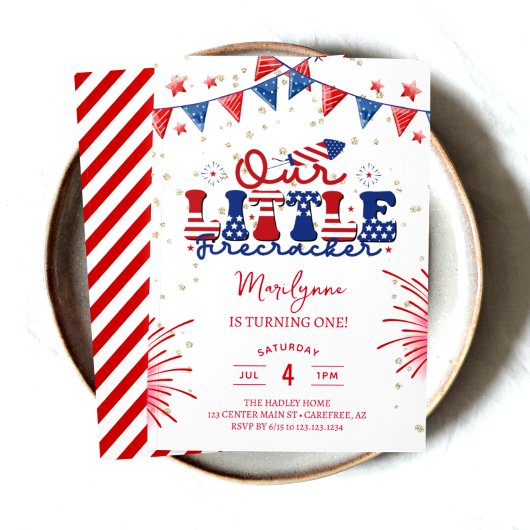 Onze kleine Firecracker 1e verjaardag Kaart