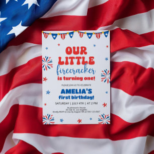 Onze kleine Firecracker 1e verjaardag Kaart
