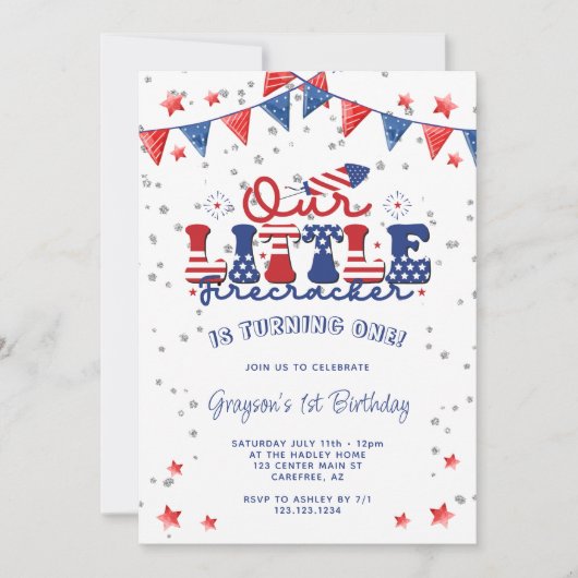 Onze Kleine Firecracker 1e Verjaardag Kaart (Voorkant)