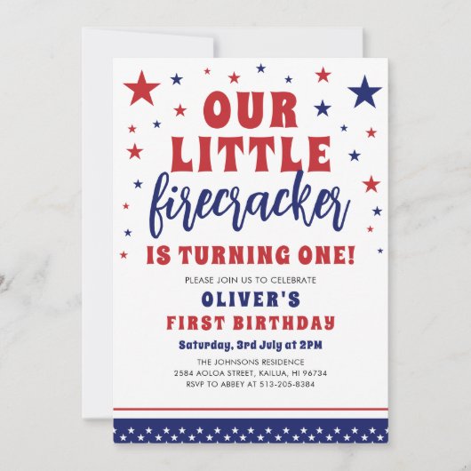 Onze kleine Firecracker 1e verjaardag Kaart (Voorkant)