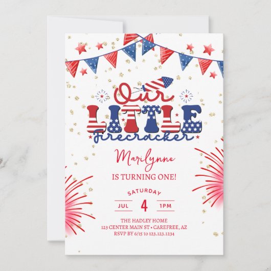 Onze kleine Firecracker 1e verjaardag Kaart (Voorkant)