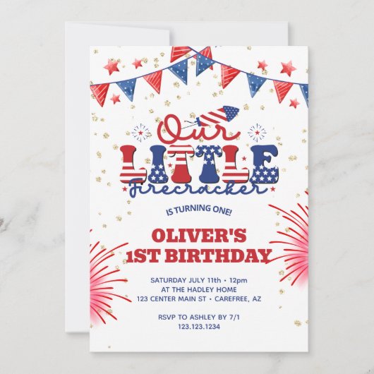 Onze Kleine Firecracker 1e Verjaardag Kaart (Voorkant)