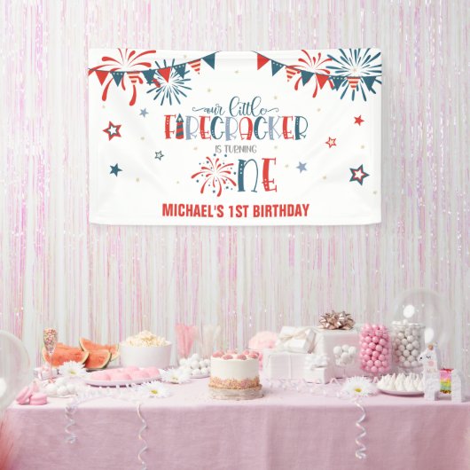 Onze Kleine Firecracker 1e Verjaardag (NB) Banner (Feest)