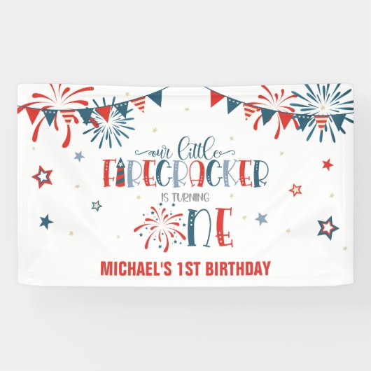 Onze Kleine Firecracker 1e Verjaardag (NB) Banner (Horizontaal)