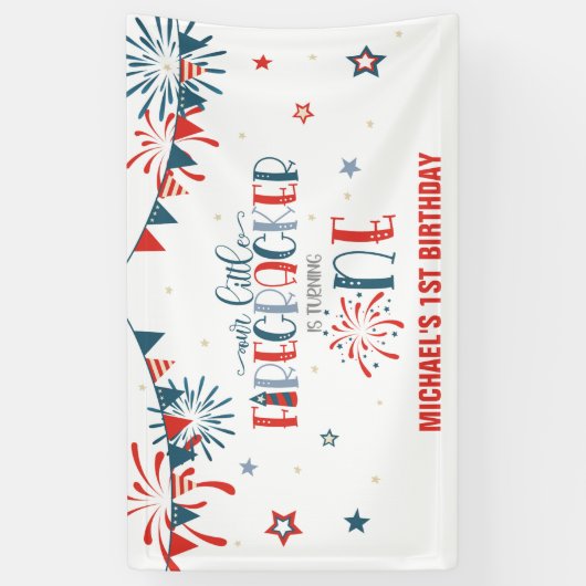 Onze Kleine Firecracker 1e Verjaardag (NB) Banner (Verticaal)