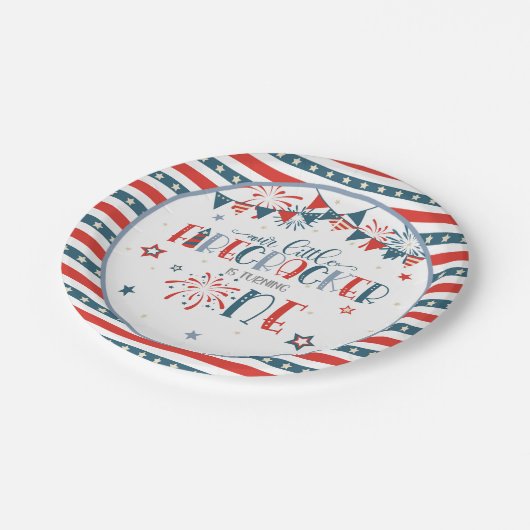 Onze Kleine Firecracker 1e Verjaardag Papieren Bordje (Gekanteld)