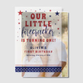 Onze kleine Firecracker 1e verjaardag Vellum Uitnodigingen (Offset (Koppel))