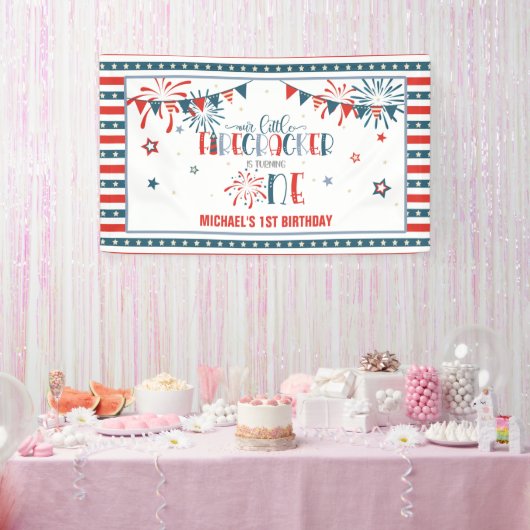 Onze Kleine Firecracker 1e Verjaardagsbanner Spandoek (Feest)