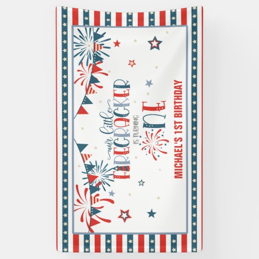 Onze Kleine Firecracker 1e Verjaardagsbanner Spandoek (Verticaal)